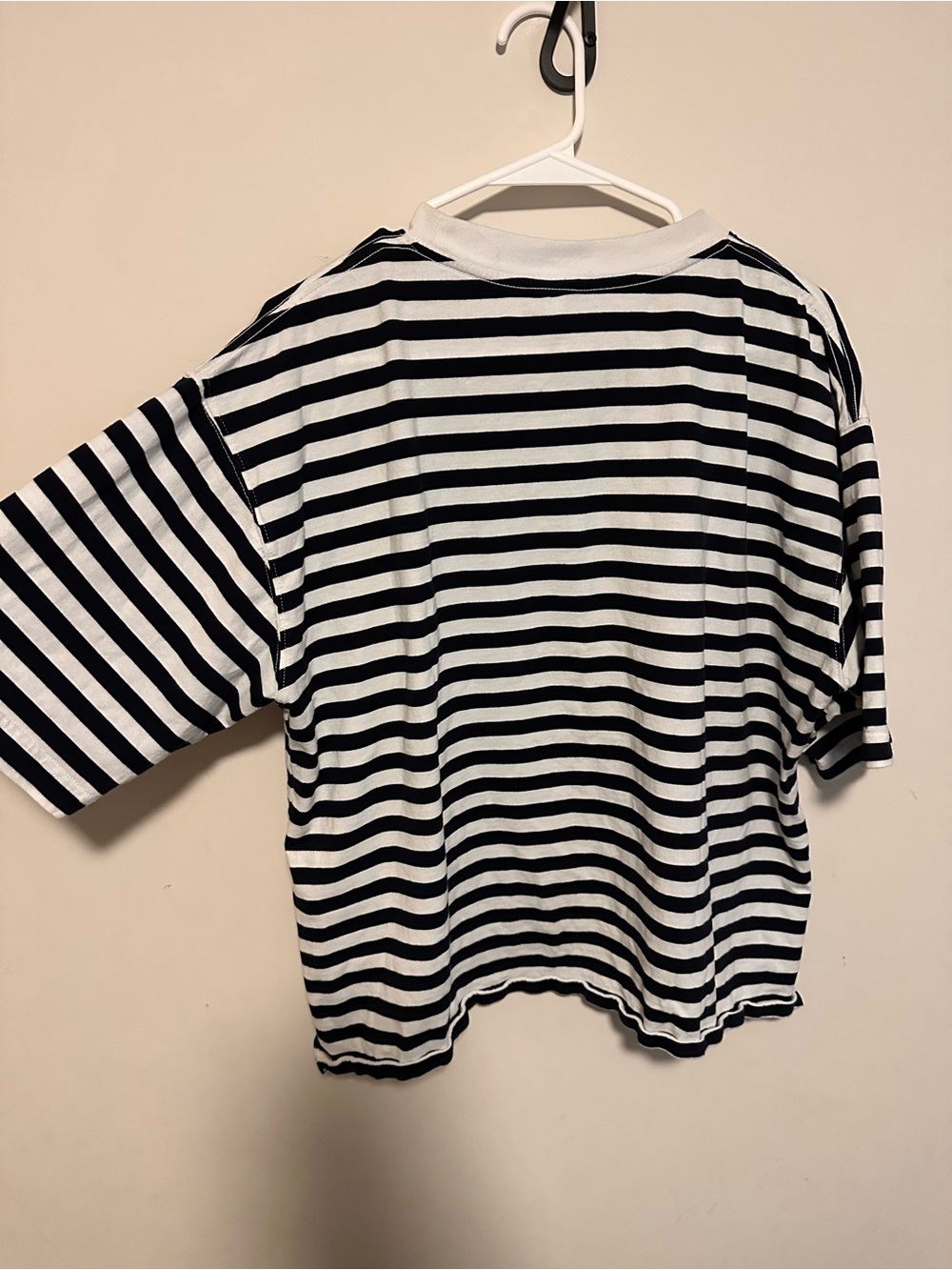 Black & White Striped Pocket Tee with pocket - Picture 2 of 4